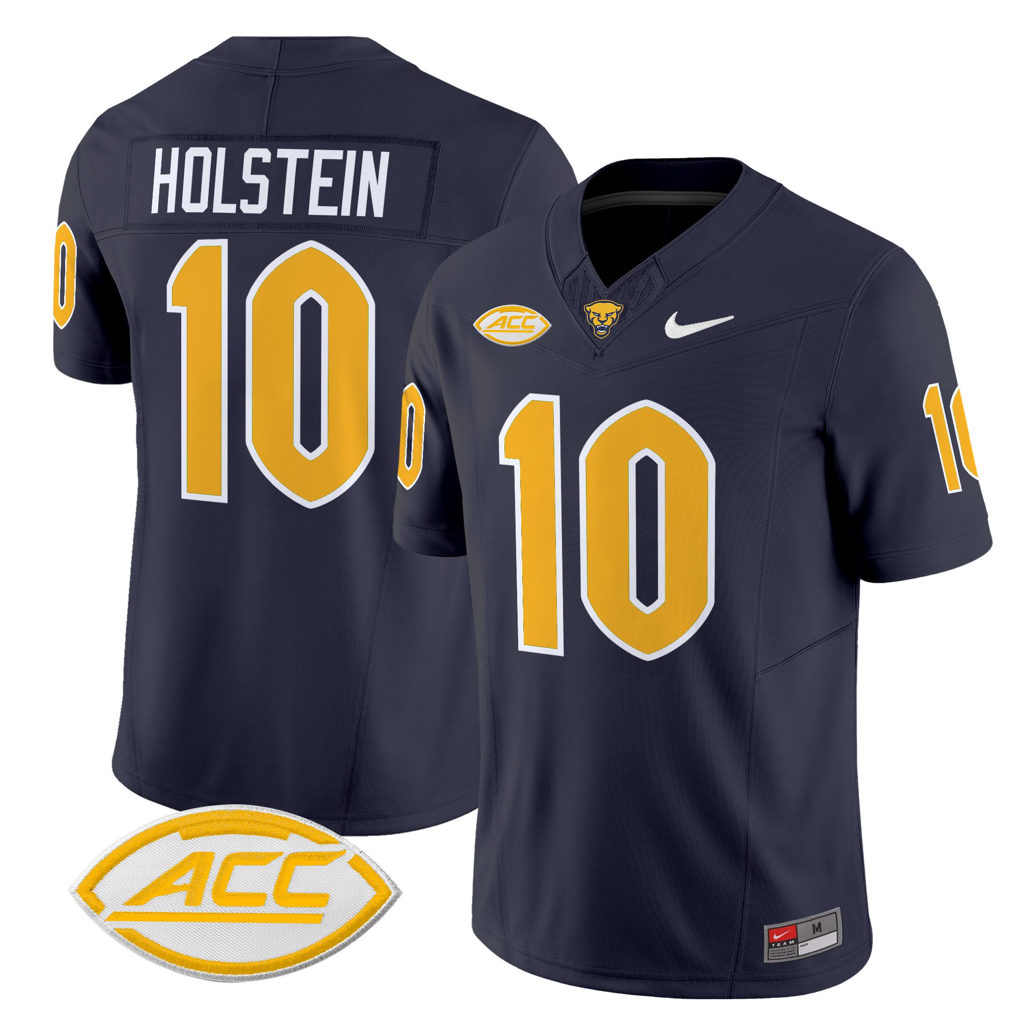 Men Pittsburgh Panthers 10 Holstein Black Nike 2024 Vapor Limited NCAA Jersey style 1